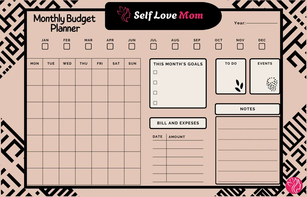 Single-Mom Monthly Budget Worksheet