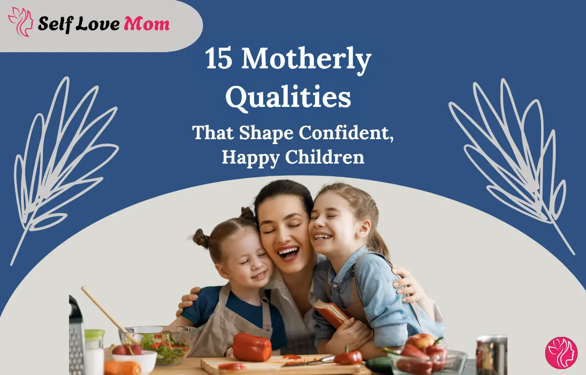 Mother hugging two happy children while cooking, representing motherly qualities that build confident, happy kids
