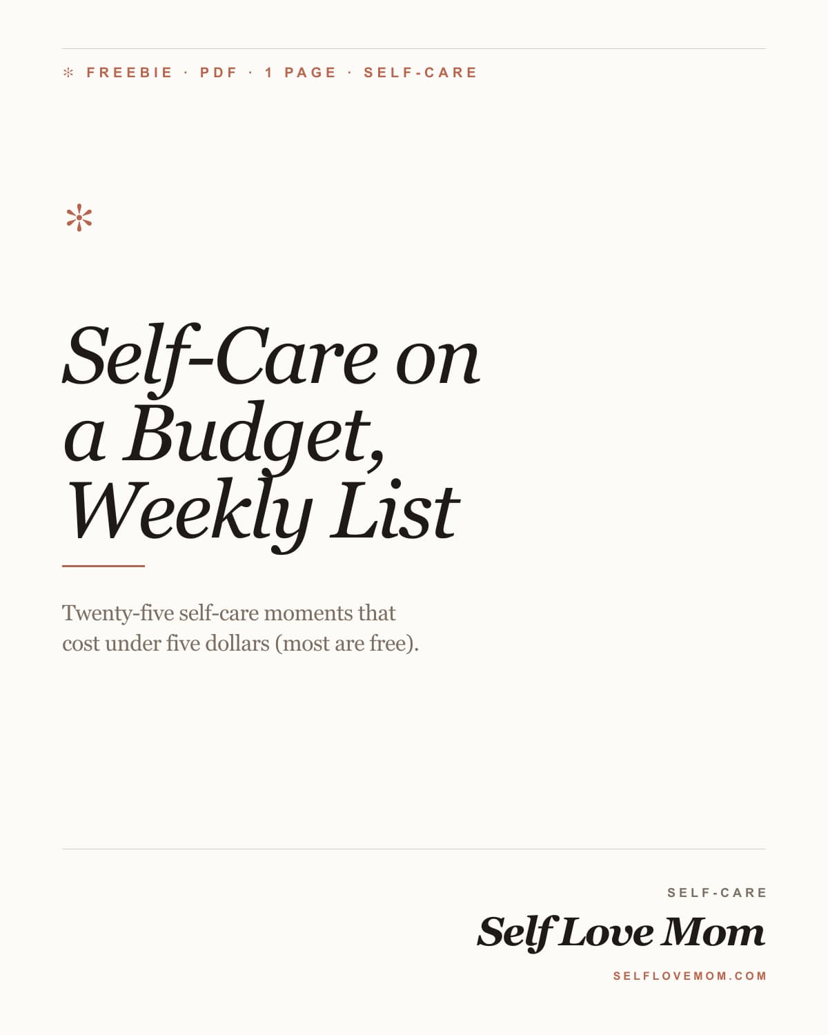 Self-Care on a Budget — Weekly Checklist
