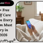Mom relaxing on sofa using free self care apps on smartphone for mental wellness in 2026