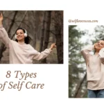 Infographic showing 8 types of self care for moms, including physical, emotional, and mental well-being