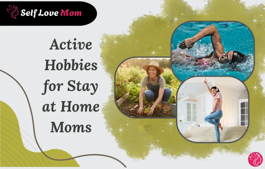 A mom enjoying outdoor gardening and swimming, highlighting active hobbies to stay fit and energized