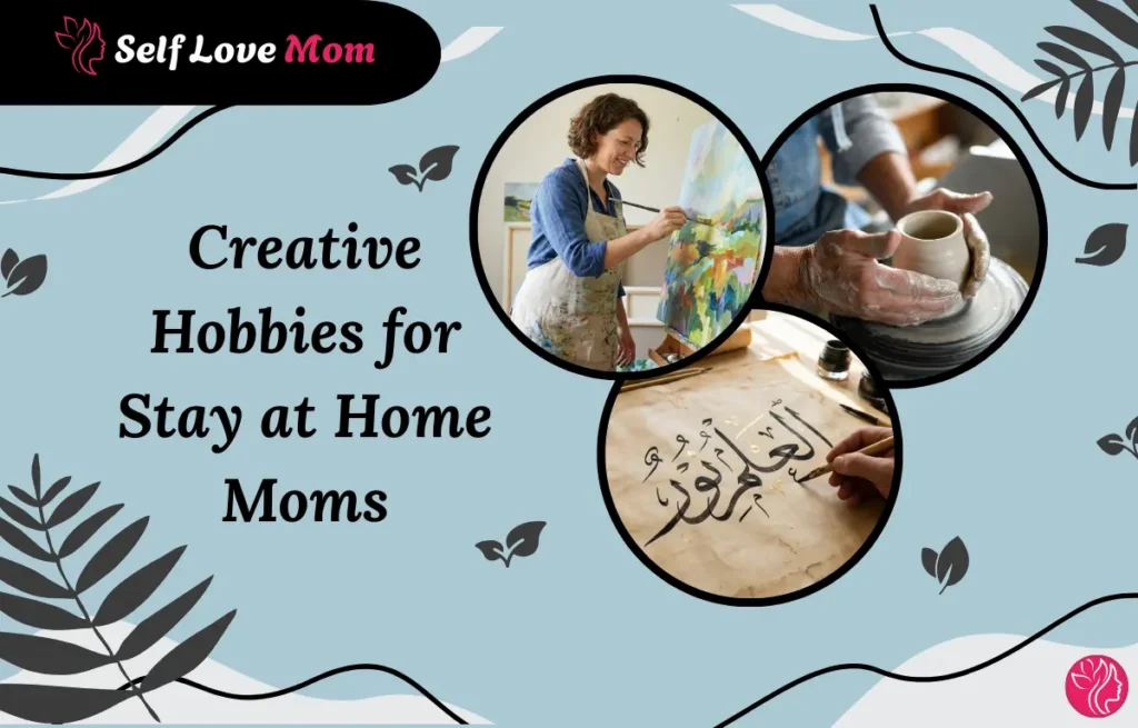 A mom painting and crafting as a creative hobby, boosting relaxation and self-expression.