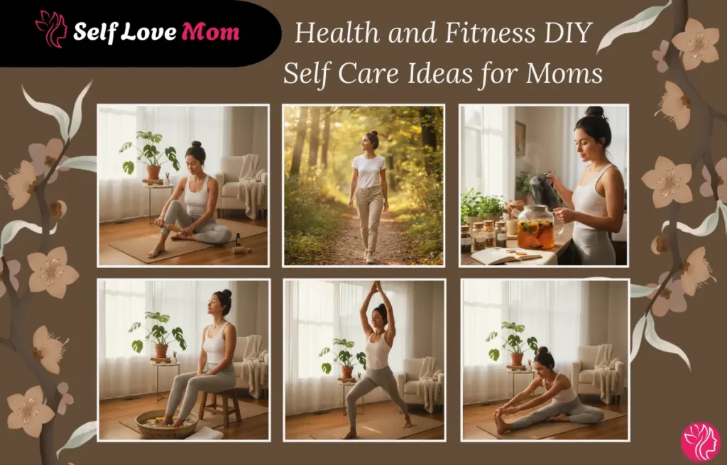Mom practicing yoga, stretching, and wellness routines as part of DIY health self care