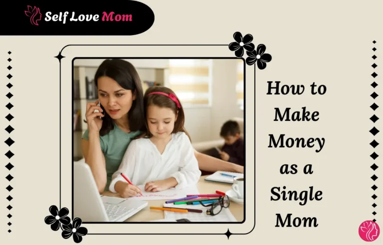 Single mom working from home while helping her child, showing how to make money as a single mom