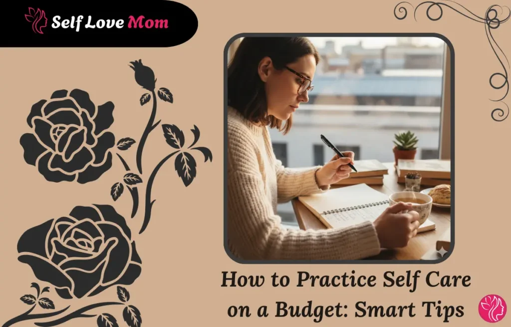 Mom practicing self care on a budget by journaling and enjoying a calm morning routine at home
