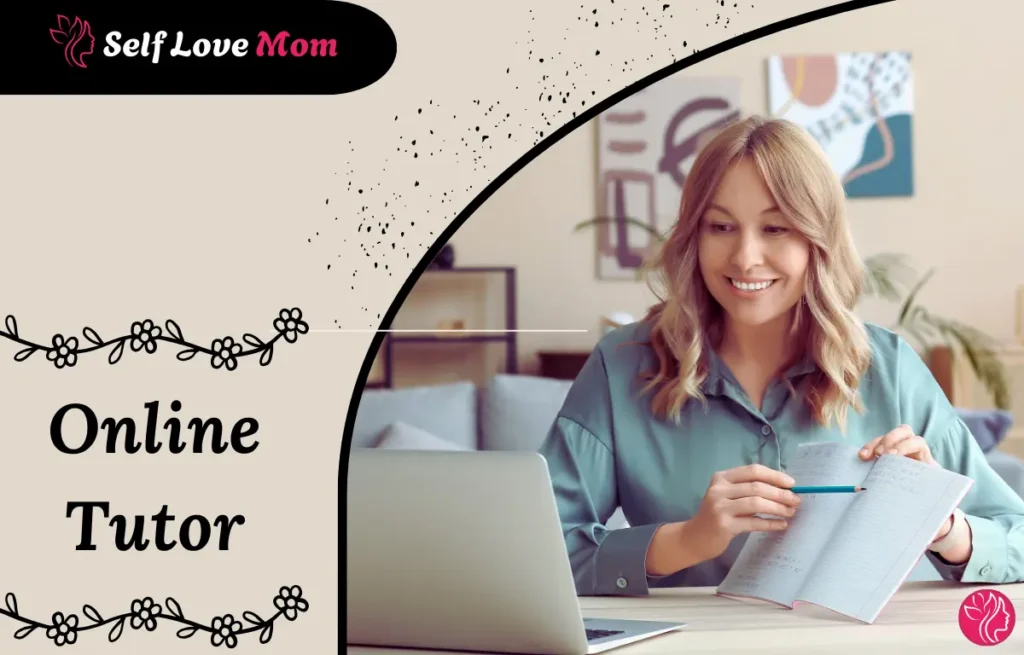 Online tutor teaching from home using a laptop and notebook, ideal job option for single moms in 2026