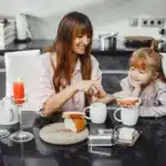 Single Mom Daily morning routine preparing breakfast with daughter