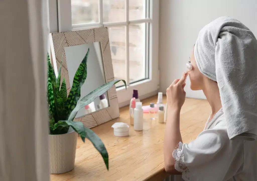 Single mom practicing a simple self-care routine at home to avoid burnout
