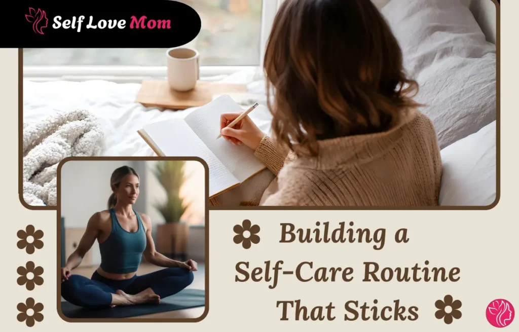 Mother journaling and practicing mindfulness as part of a daily self care routine