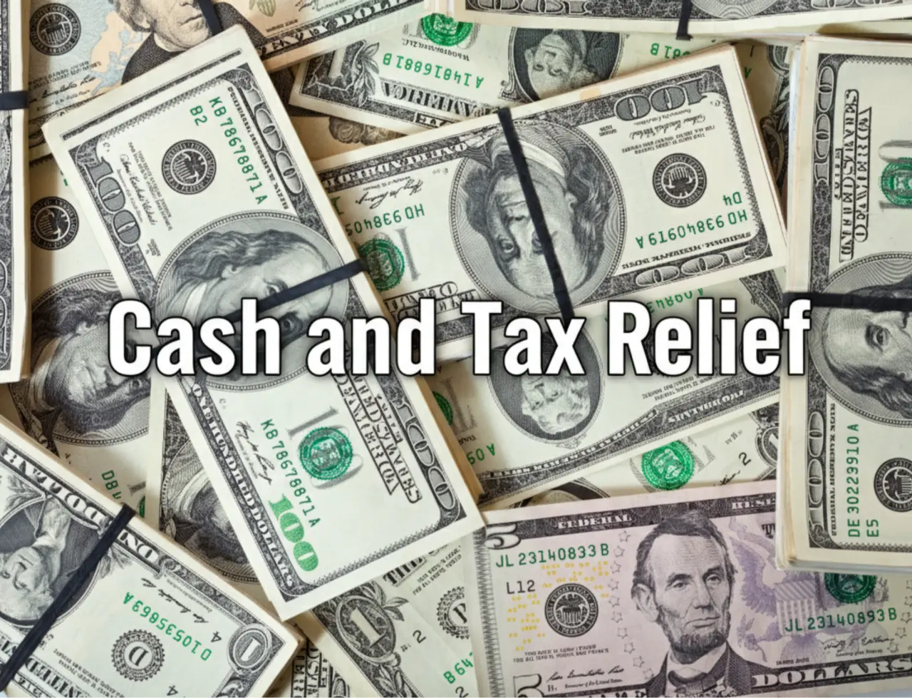 Stacks of dollar bills representing federal financial programs, cash aid, and tax relief options for single moms