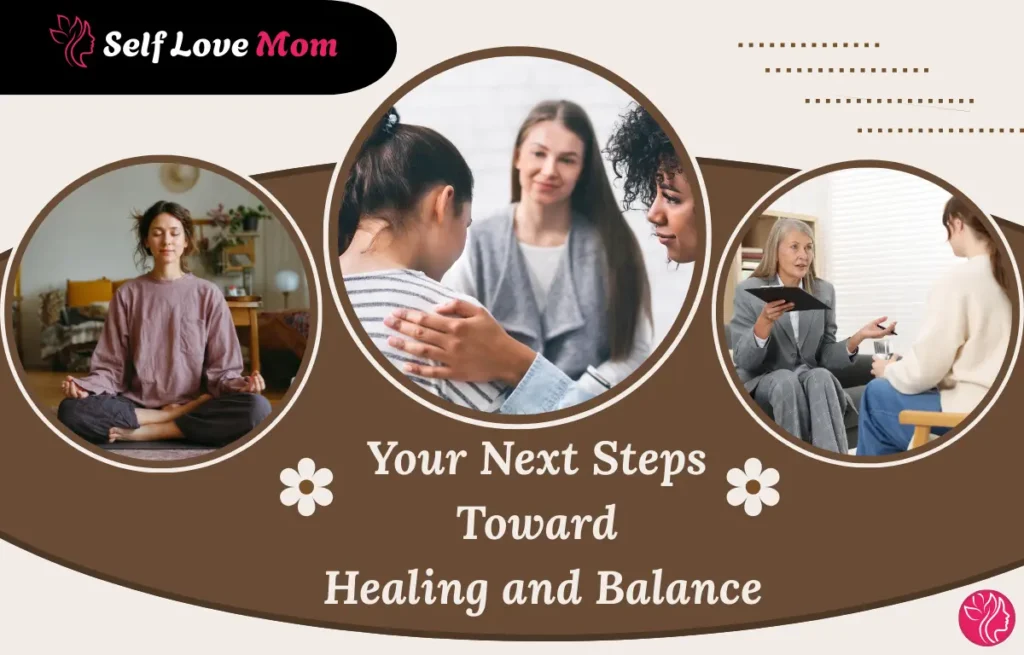 Mothers receiving emotional support through therapy meditation and counseling sessions
