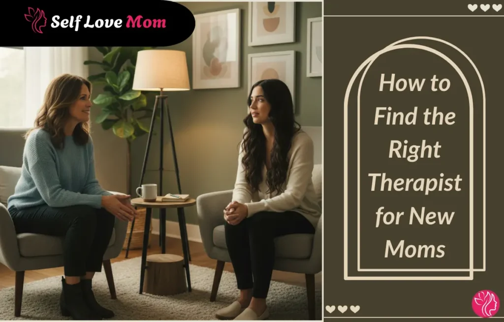 therapist for new moms helping a new mother find the right postpartum therapist during a counseling session