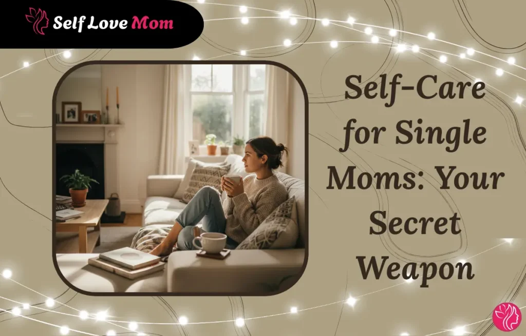 Single mom relaxing at home with a cup of coffee, representing self-care for single moms and emotional balance