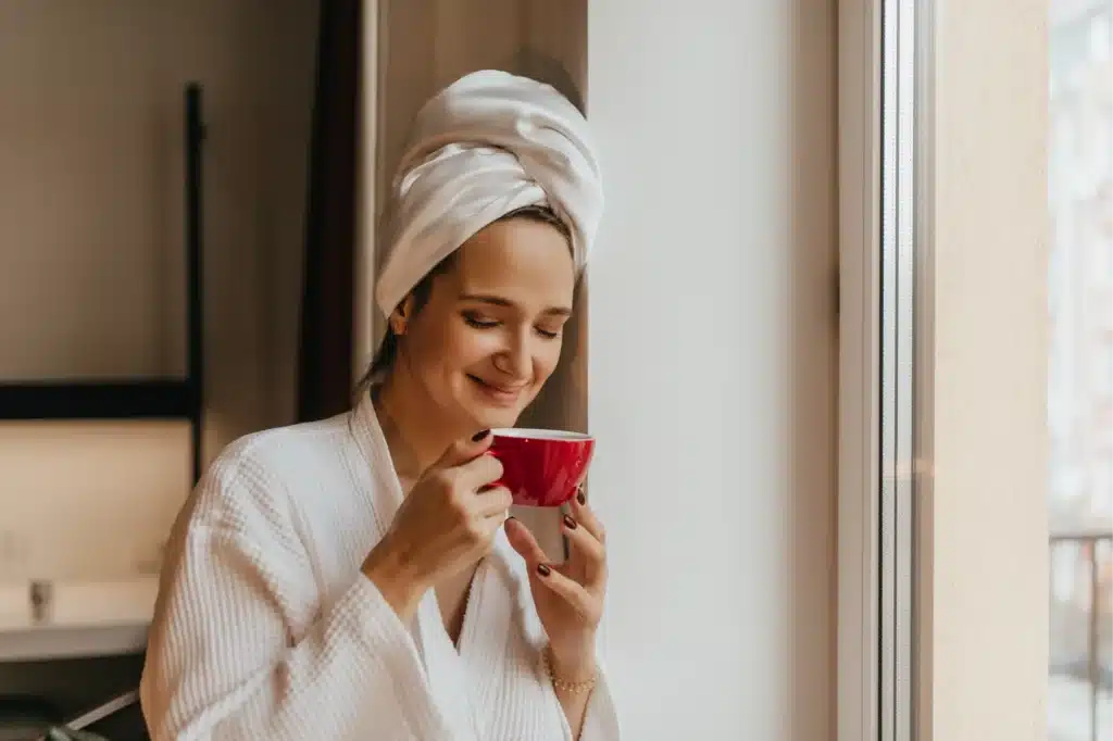 Self care for stay at home moms with a relaxing morning coffee routine, showing mindfulness and balance at home.