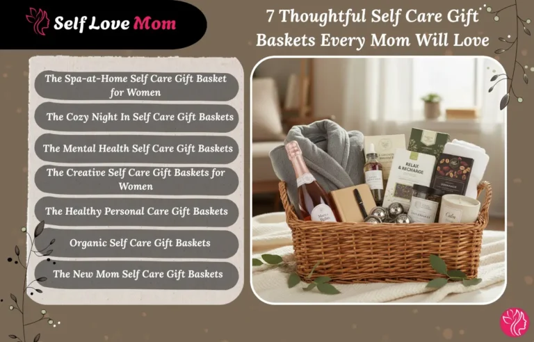7 thoughtful self care gift baskets for moms including spa, cozy night, creative and new mom care packages