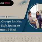 Support group for new moms creating a safe space to connect, share feelings, and heal together