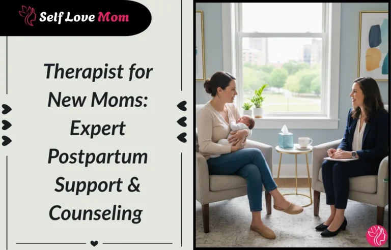 Therapist for New Moms providing postpartum support and counseling to a new mother with her baby