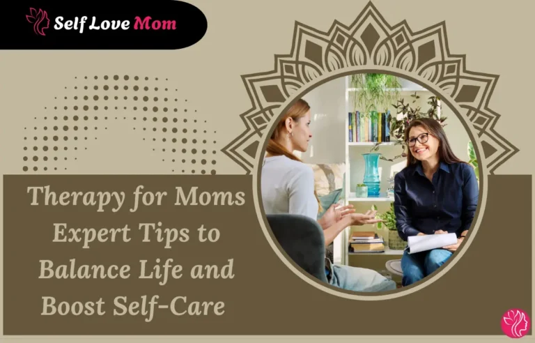 Therapy for moms session showing a mother talking to a therapist for emotional healing and self care