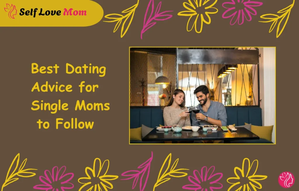 Image showing the best dating advice for single moms, featuring a couple enjoying a meal together, with vibrant flower accents.