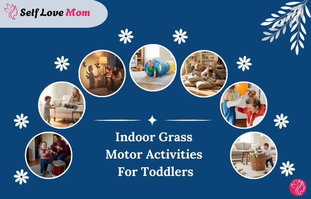 Indoor grass motor activities for toddlers, featuring fun and engaging physical play at home with parents.