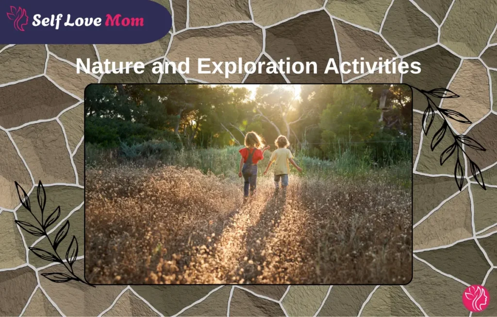 Preschoolers exploring nature, walking through a field, engaging in outdoor activities