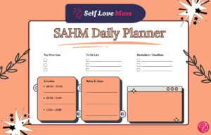 Stay at Home Mom Daily Planner with sections for priorities, schedule, to-do list, and notes.