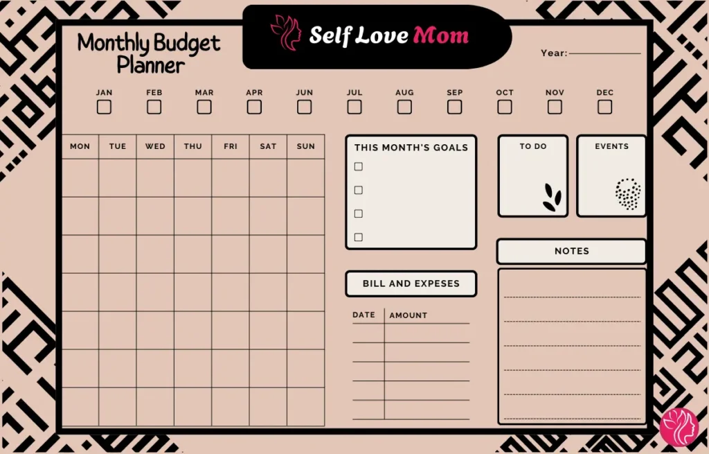 Single Mom Monthly Budget Planner - Track your family's expenses, savings, and monthly spending.