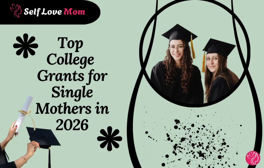 College Grants for Single Mothers in 2026 - A banner for single mothers seeking financial aid for college with two graduates in caps and gowns.