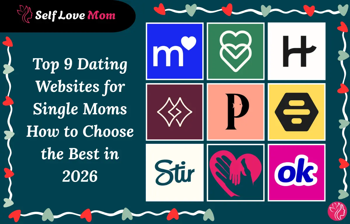 Top 9 dating websites for single moms with app icons and love theme in 2026