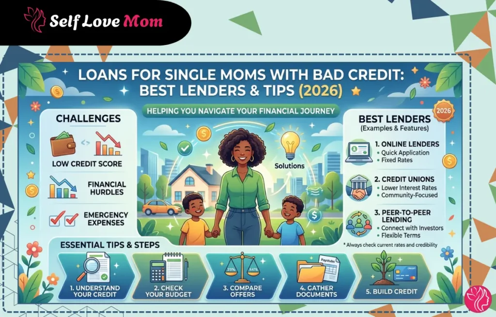 Loans for single moms with bad credit in 2026 showing challenges, best lenders, and steps to improve financial stability